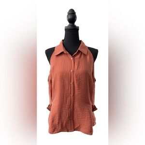 LOFT Copper Penny Button Down Vest with Adjustable Straps on Sides